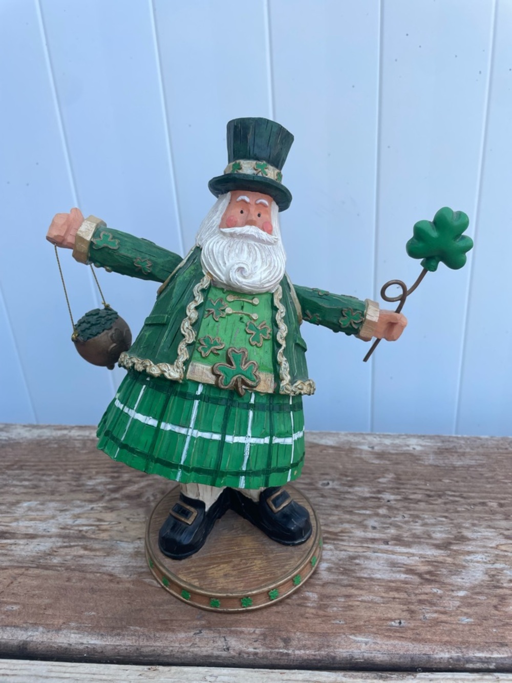 Living Quarters Green Holiday Santa Figurine - Decorative Home